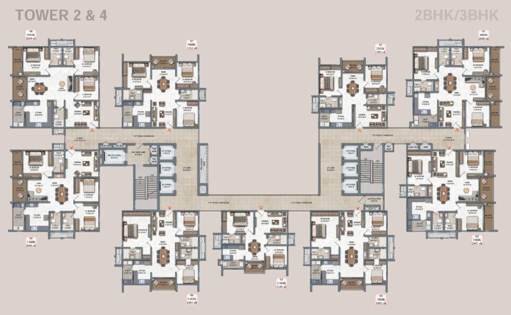 DSR The Address Tower 2 and 4 floor plan – 2 BHK and 3 BHK layout, Bengaluru