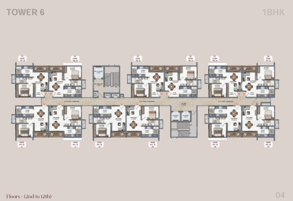DSR The Address Tower 6 floor plan – 1 BHK smart studios, Sarjapur Road