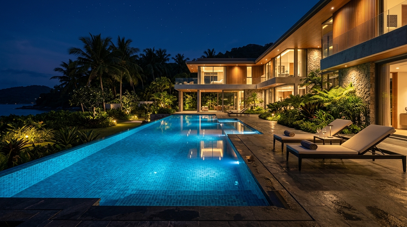 DSR Elixir swimming pool at night