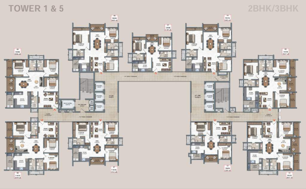 DSR The Address Tower 1 and 5 floor plan – 2 BHK and 3 BHK layout, Dommasandra