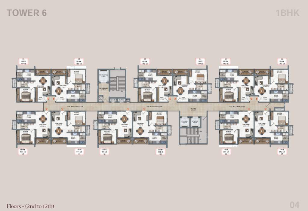 DSR The Address Tower 6 floor plan – 1 BHK smart studios, Sarjapur Road